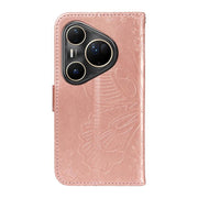 For Huawei Pura 80 Ultra 5G Swallowtail Butterfly Embossed Leather Phone Case(Rose Gold)