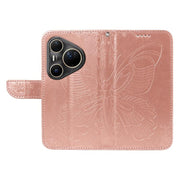 For Huawei Pura 80 Ultra 5G Swallowtail Butterfly Embossed Leather Phone Case(Rose Gold)