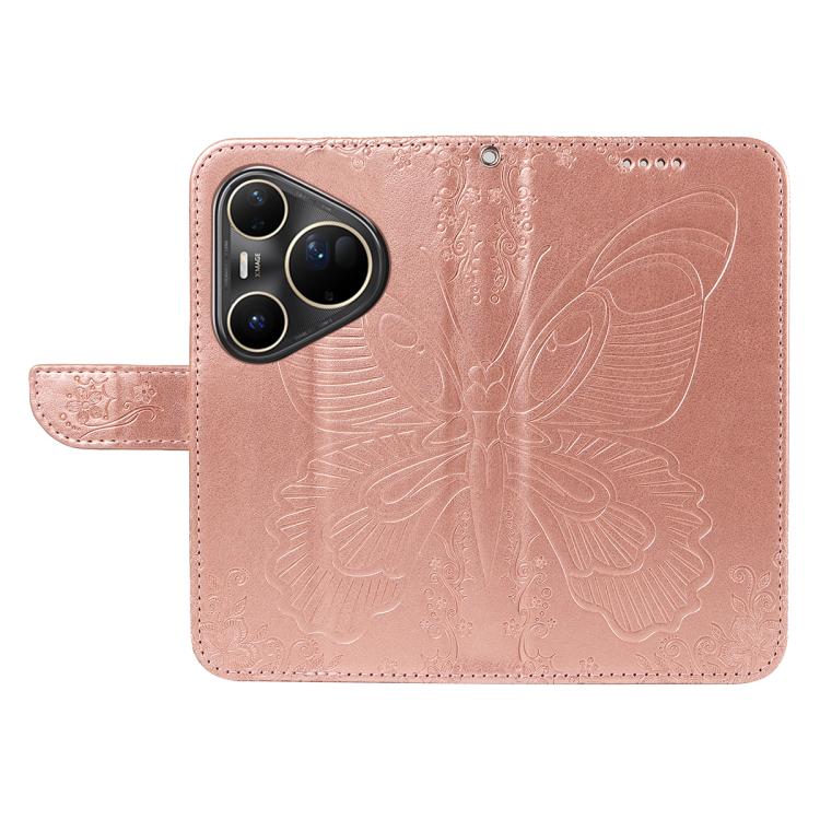 For Huawei Pura 80 Ultra 5G Swallowtail Butterfly Embossed Leather Phone Case(Rose Gold)