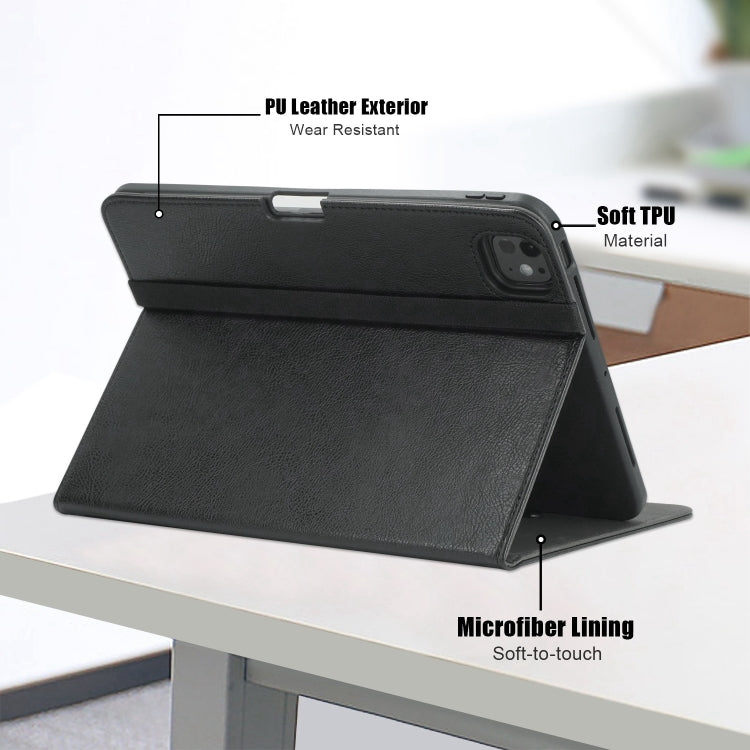 For iPad Pro 11 2024 Front Stand Smart TPU Leather Tablet Case(Black) - iPad Pro 11 2024 Cases by PMC TechLife | Online Shopping South Africa | PMC TechLife | Buy Now Pay Later Mobicred