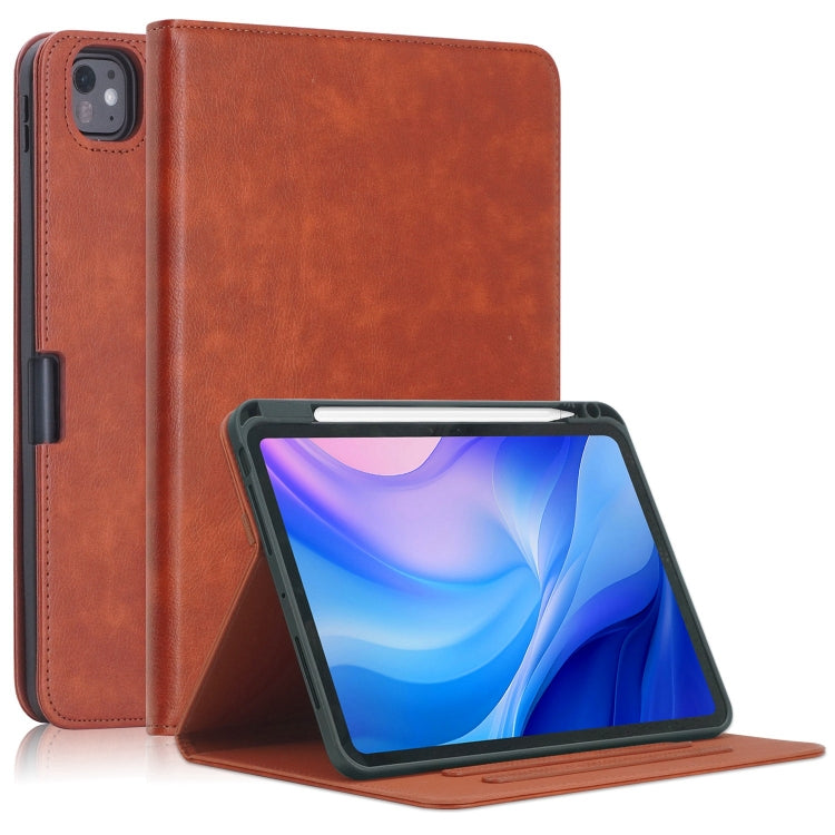 For iPad Pro 11 2024 Front Stand Smart TPU Leather Tablet Case(Brown) - iPad Pro 11 2024 Cases by PMC TechLife | Online Shopping South Africa | PMC TechLife | Buy Now Pay Later Mobicred