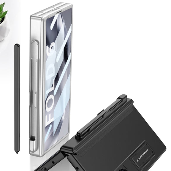 For Samsung Galaxy Z Fold6 GKK Integrated Full Coverage Magnetic Fold Phone Case with Pen Slot, Not Included Pen(Silver)