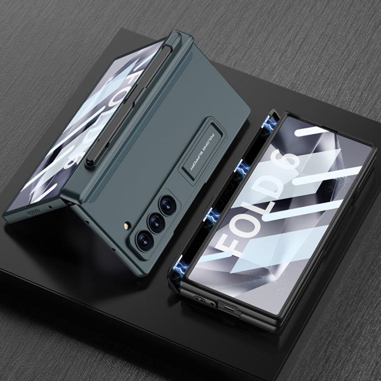 For Samsung Galaxy Z Fold6 GKK Integrated Full Coverage Magnetic Fold Phone Case with Pen Slot, Not Included Pen(Silver)