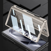 For Samsung Galaxy Z Fold6 GKK Integrated Full Coverage Magnetic Fold Phone Case with Pen Slot, Not Included Pen(Silver)