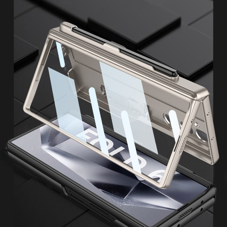 For Samsung Galaxy Z Fold6 GKK Integrated Full Coverage Magnetic Fold Phone Case with Pen Slot, Not Included Pen(Silver)