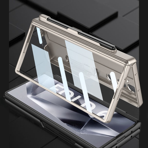 For Samsung Galaxy Z Fold6 GKK Integrated Full Coverage Magnetic Fold Phone Case with Pen Slot, Not Included Pen(Green)