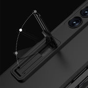 For Samsung Galaxy Z Fold6 GKK Integrated Full Coverage Magnetic Fold Phone Case with Pen Slot, Not Included Pen(Titanium Gray)