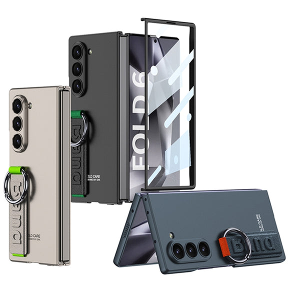 For Samsung Galaxy Z Fold6 GKK Integrated Accurate Hole Side Wrist Strap Ring Phone Case(Black)