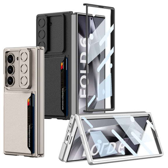 For Samsung Galaxy Z Fold6 GKK Integrated Ultra-thin Sliding Window Card Slot Phone Case(Silver)