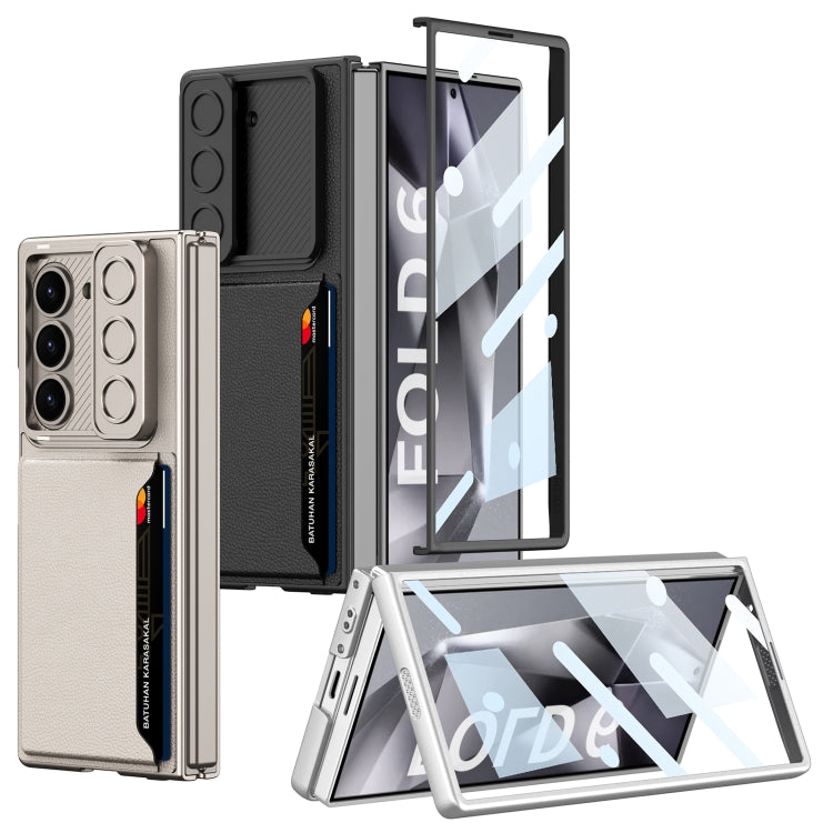 For Samsung Galaxy Z Fold6 GKK Integrated Ultra-thin Sliding Window Card Slot Phone Case(Silver)
