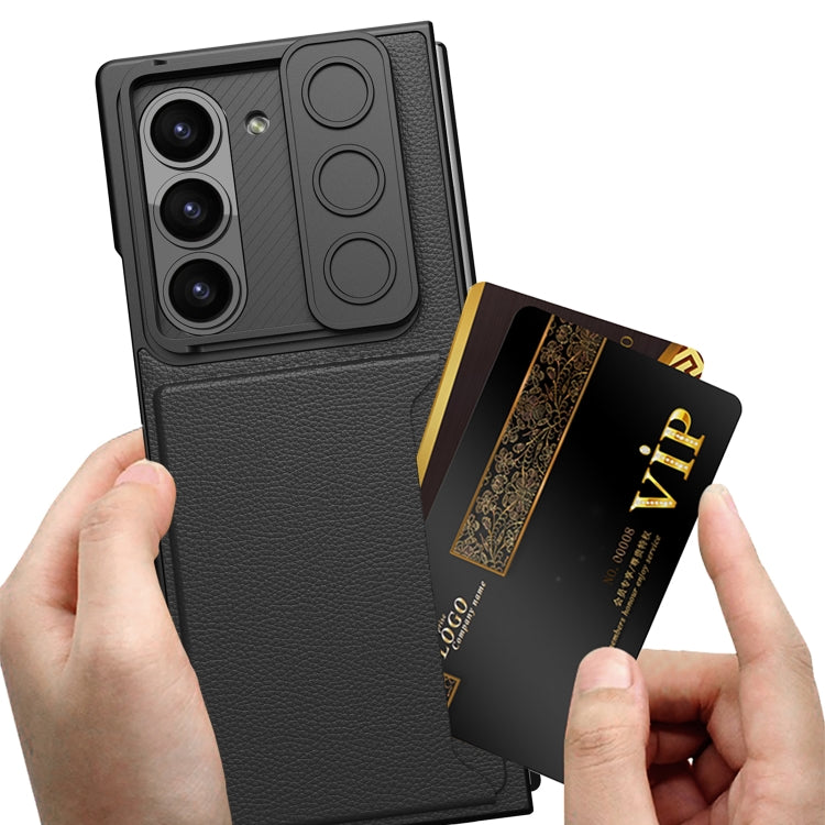 For Samsung Galaxy Z Fold6 GKK Integrated Ultra-thin Sliding Window Card Slot Phone Case(Silver)