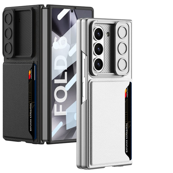 For Samsung Galaxy Z Fold6 GKK Integrated Ultra-thin Sliding Window Card Slot Phone Case(Black)