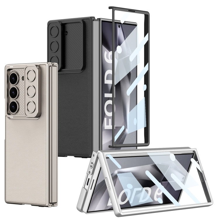 For Samsung Galaxy Z Fold6 GKK Integrated Ultra-thin Sliding Window Leather Phone Case(Grey)