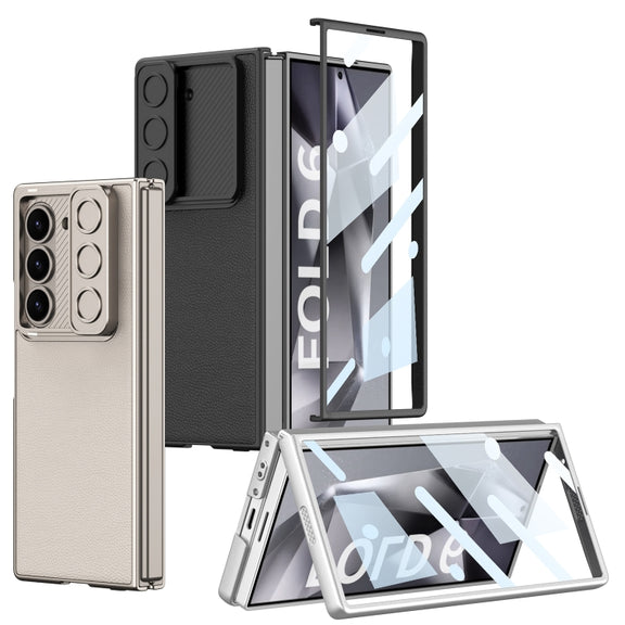 For Samsung Galaxy Z Fold6 GKK Integrated Ultra-thin Sliding Window Leather Phone Case(Titanium Gray)