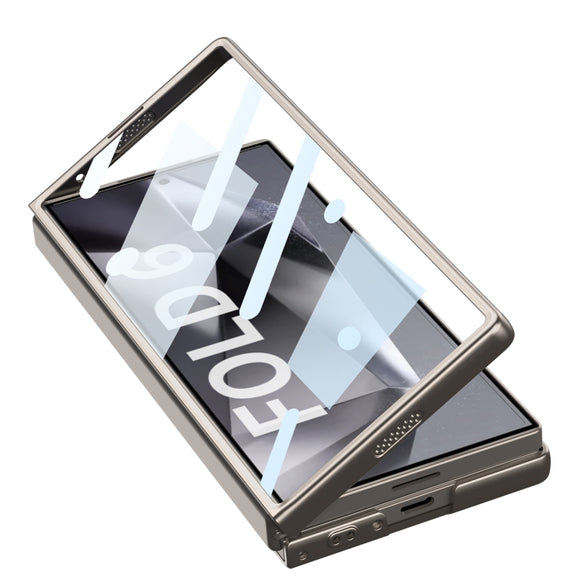 For Samsung Galaxy Z Fold6 GKK Integrated Ultra-thin Sliding Window Leather Phone Case(Titanium Gray)