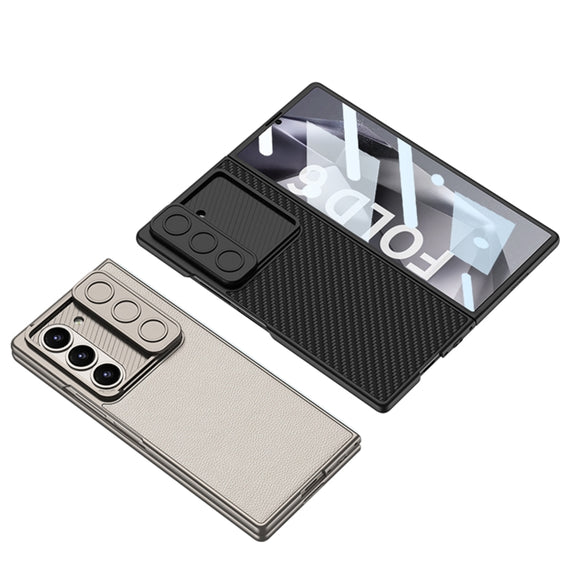 For Samsung Galaxy Z Fold6 GKK Integrated Ultra-thin Sliding Window Leather Phone Case(Titanium Gray)