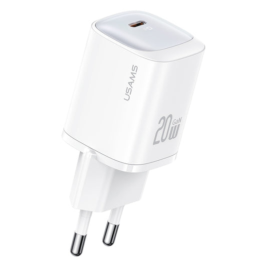 USAMS CC248 20W USB-C / Type-C GaN Fast Charger, EU Plug(White) - USB Charger by USAMS | Online Shopping South Africa | PMC Jewellery | Buy Now Pay Later Mobicred