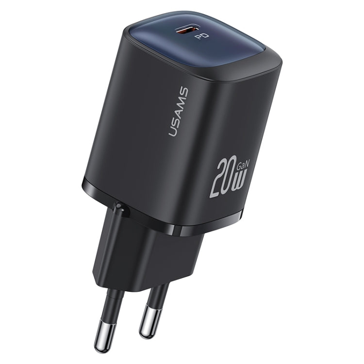 USAMS CC248 20W USB-C / Type-C GaN Fast Charger, EU Plug(Black) - USB Charger by USAMS | Online Shopping South Africa | PMC Jewellery | Buy Now Pay Later Mobicred