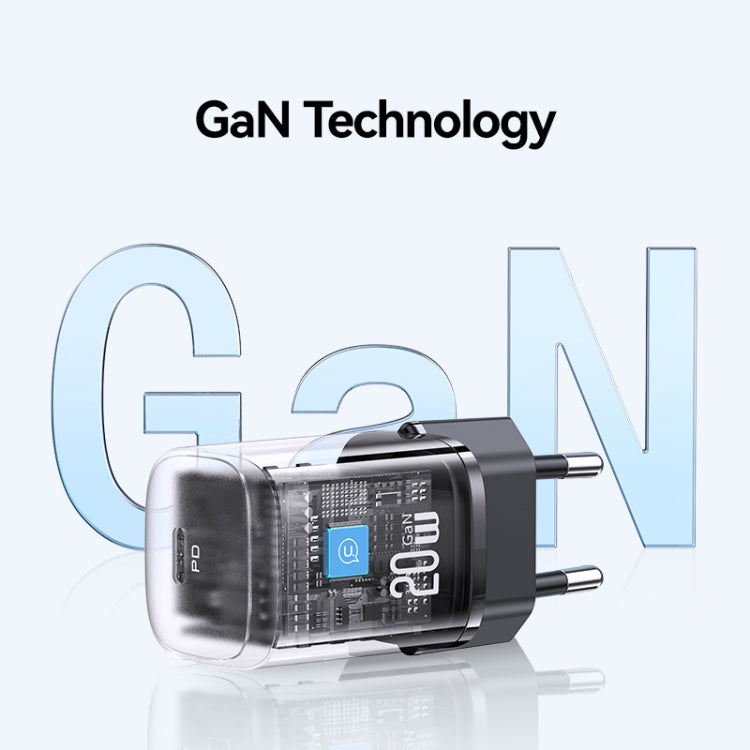 USAMS CC248 20W USB-C / Type-C GaN Fast Charger, EU Plug(Black) - USB Charger by USAMS | Online Shopping South Africa | PMC TechLife | Buy Now Pay Later Mobicred