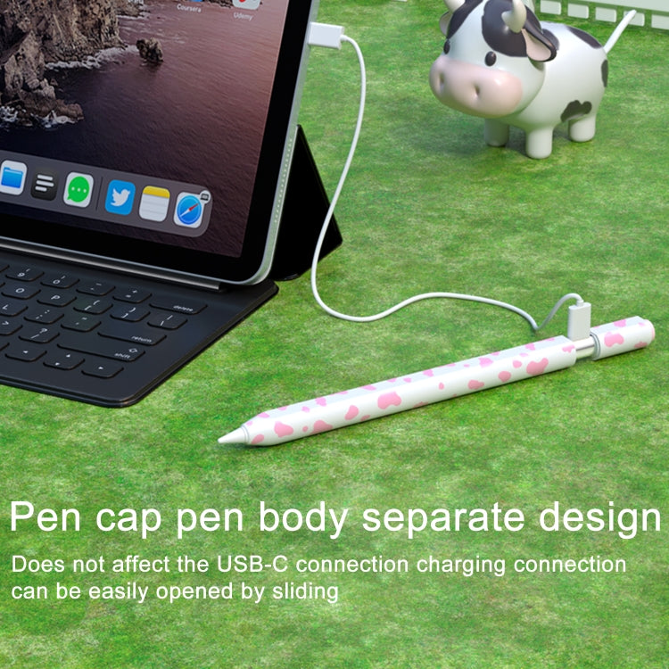 For Apple Pencil USB-C Cow Pattern Stylus Silicone Protective Cover(Blue)
