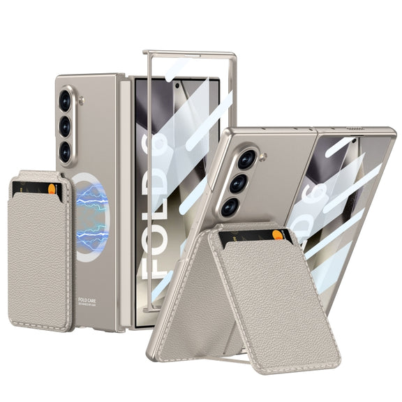 For Samsung Galaxy Z Fold6 GKK Integrated Magsafe Detachable Card Slot Phone Case(Titanium Gray)
