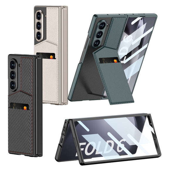 For Samsung Galaxy Z Fold6 GKK Integrated Rotor Bracket Recessed Card Bag Phone Case(Green)