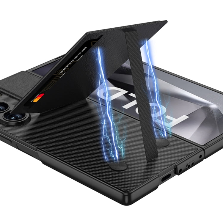 For Samsung Galaxy Z Fold6 GKK Integrated Rotor Bracket Recessed Card Bag Phone Case(Titanium Grey)