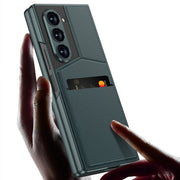 For Samsung Galaxy Z Fold6 GKK Integrated Rotor Bracket Recessed Card Bag Phone Case(Carbon Fibre Texture)