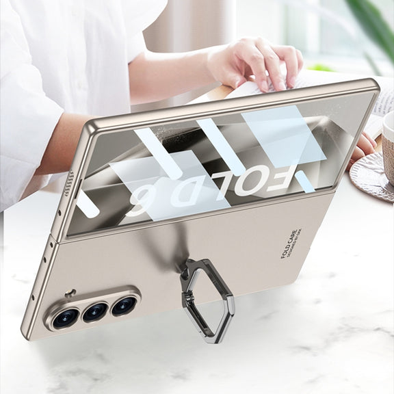 For Samsung Galaxy Z Fold6 GKK Integrated Accurate Hole Ultra-thin Square Ring Holder Phone Case(Titanium Grey)