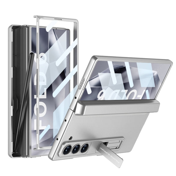 For Samsung Galaxy Z Fold6 GKK Integrated Magnetic Full Coverage Flip Phone Case with Pen Box, Not Included Pen(Silver)