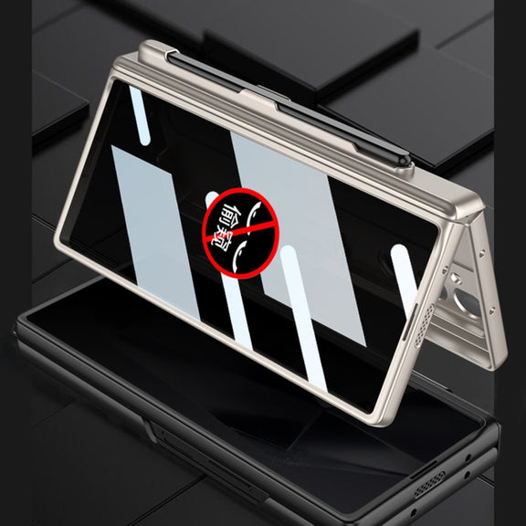 For Samsung Galaxy Z Fold6 GKK Integrated Anti Peep Full Coverage Magnetic Fold Phone Case with Pen Slot, Not Included Pen(Titanium Gray)