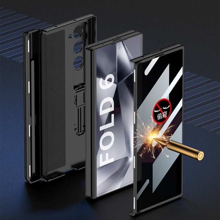 For Samsung Galaxy Z Fold6 GKK Integrated Anti Peep Full Coverage Magnetic Fold Phone Case with Pen Box, Not Included Pen(Gold)