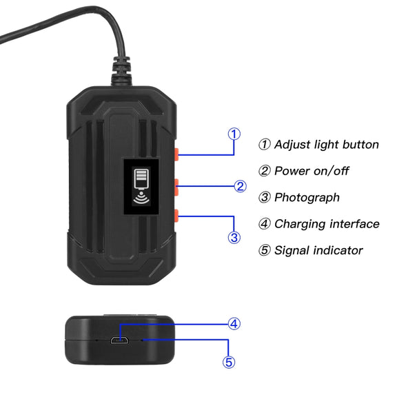 F240 3.9mm HD 1080P IP67 Water-resistant WiFi Direct Connection Digital Endoscope, Cable Length:5m(Black)
