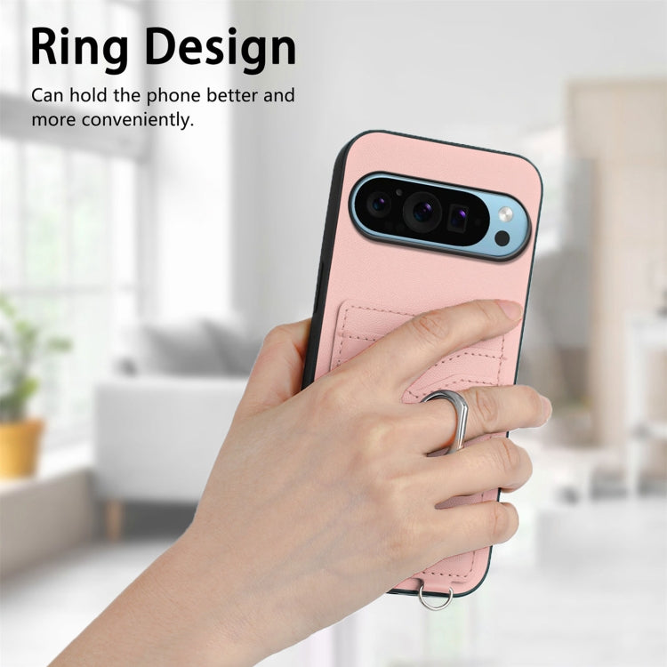 For Google Pixel 9 Pro XL R20 Crossbody Rope Ring Card Holder Phone Case(Pink) - Google Cases by PMC TechLife | Online Shopping South Africa | PMC TechLife | Buy Now Pay Later Mobicred