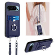 For Google Pixel 9 / 9 Pro R20 Crossbody Rope Ring Card Holder Phone Case(Blue) - free shipping - PMC TechLife - Order now!