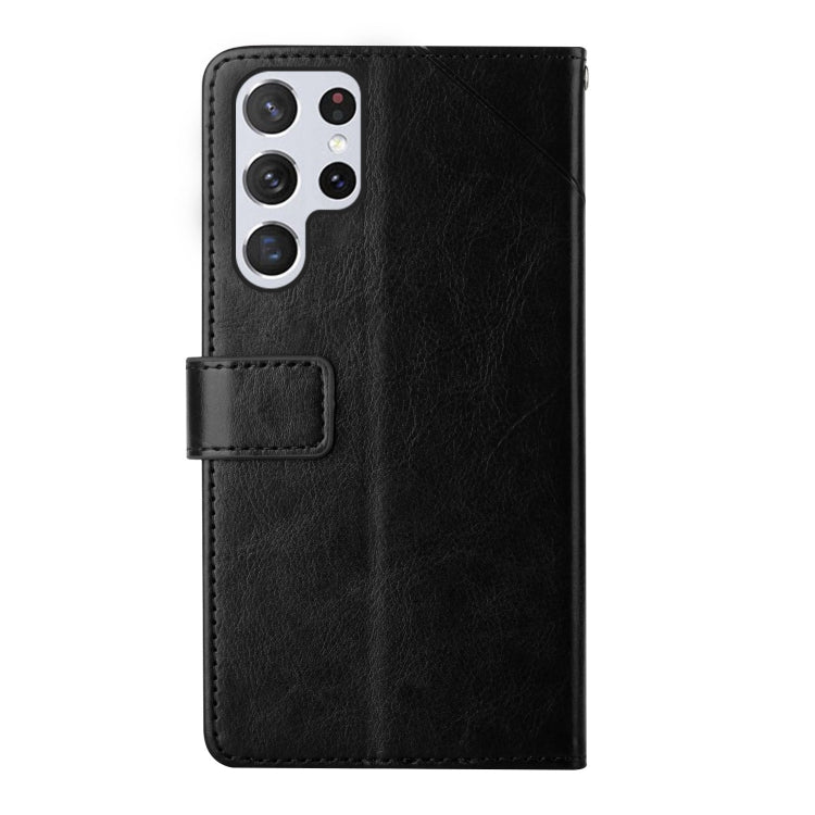 For Samsung Galaxy S25 Ultra 5G Y-shaped Pattern Flip Leather Phone Case(Black)