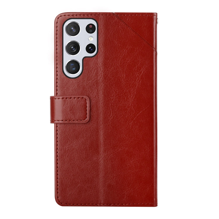 For Samsung Galaxy S25 Ultra 5G Y-shaped Pattern Flip Leather Phone Case(Brown) - Galaxy S25 Ultra 5G Cases by PMC TechLife | Online Shopping South Africa | PMC TechLife | Buy Now Pay Later Mobicred