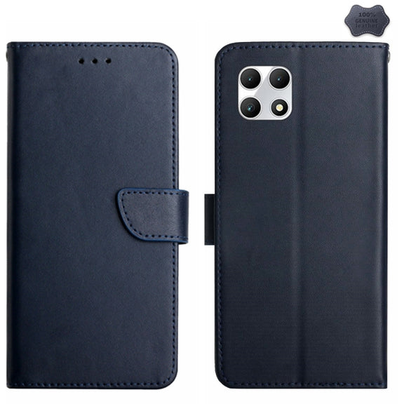For T-Mobile REVVL 7 5G HT02 Genuine Leather Fingerprint-proof Flip Phone Case(Blue)