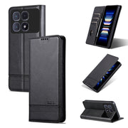 For Redmi K70 Ultra AZNS Magnetic Calf Texture Flip Leather Phone Case(Black)