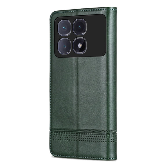 For Redmi K70 Ultra AZNS Magnetic Calf Texture Flip Leather Phone Case(Dark Green)