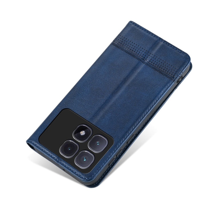 For Redmi K70 Ultra AZNS Magnetic Calf Texture Flip Leather Phone Case(Dark Blue)