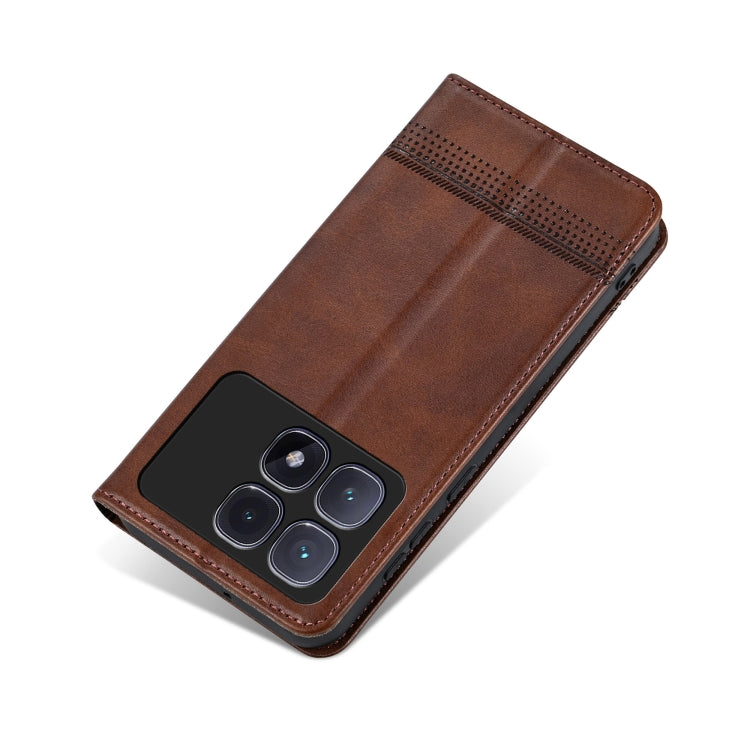 For Redmi K70 Ultra AZNS Magnetic Calf Texture Flip Leather Phone Case(Dark Brown)