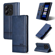 For Redmi Note 14 5G AZNS Magnetic Calf Texture Flip Leather Phone Case(Dark Blue)