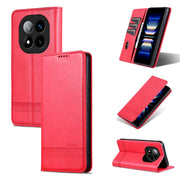 For Redmi Note 14 Pro 5G AZNS Magnetic Calf Texture Flip Leather Phone Case(Red)