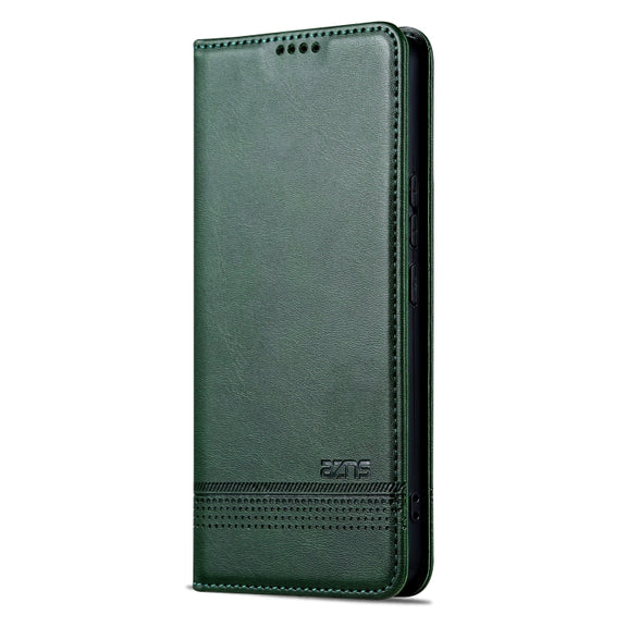 For Redmi Note 14 Pro 5G AZNS Magnetic Calf Texture Flip Leather Phone Case(Dark Green)