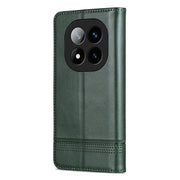For Redmi Note 14 Pro 5G AZNS Magnetic Calf Texture Flip Leather Phone Case(Dark Green)