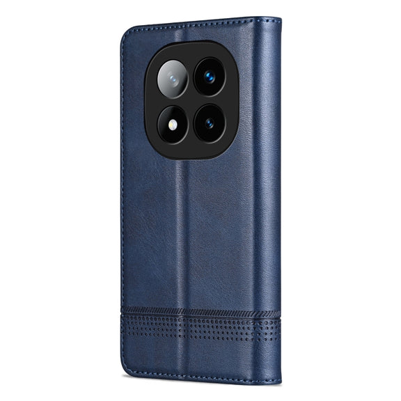 For Redmi Note 14 Pro 5G AZNS Magnetic Calf Texture Flip Leather Phone Case(Dark Blue)