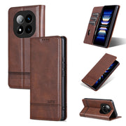For Redmi Note 14 Pro 5G AZNS Magnetic Calf Texture Flip Leather Phone Case(Dark Brown)
