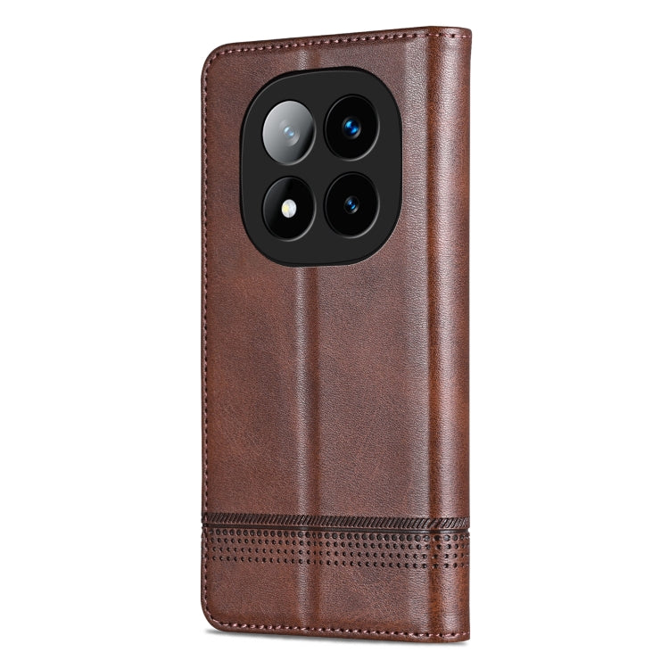 For Redmi Note 14 Pro 5G AZNS Magnetic Calf Texture Flip Leather Phone Case(Dark Brown) - free shipping - PMC Jewellery - Order now!