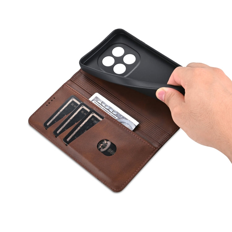 For Redmi Note 14 Pro 5G AZNS Magnetic Calf Texture Flip Leather Phone Case(Dark Brown) - free shipping - PMC Jewellery - Order now!